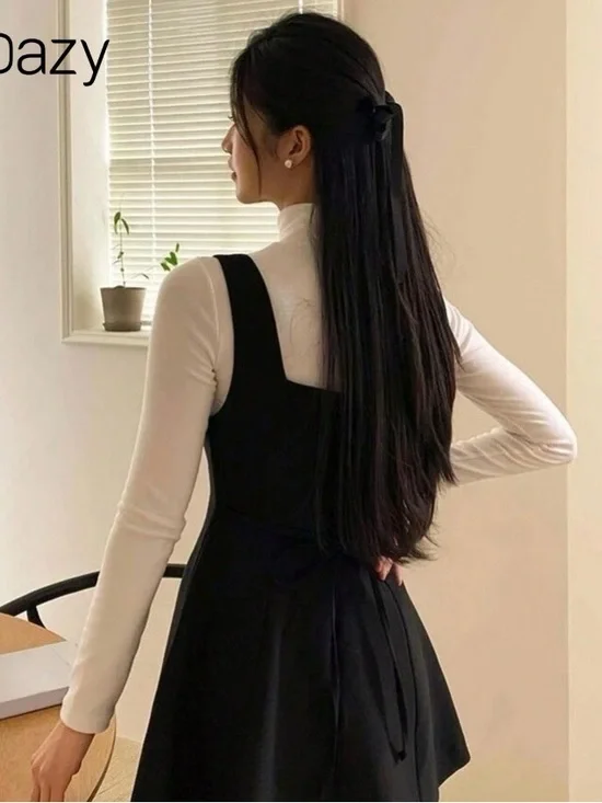 DAZY Solid A-Line Dress Without Tee, Casual Women Dress, BLACK, Size M - Picture 2 of 13